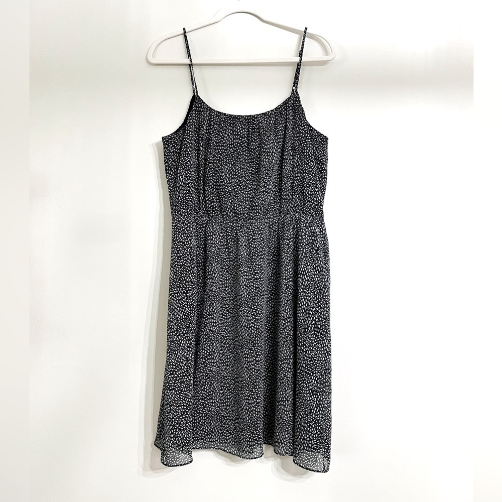 Ann Taylor Loft Tank Mini Dress Size Lp Black/White Lined Elastic Waist